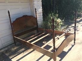 A beautiful garage find- antique four poster bed, old fashioned full size