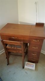 SEWING MACHINE CABINET WITH CHAIR - NO SEWING MACHINE