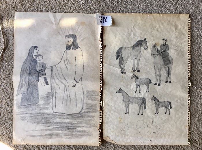 Barbara Wikle Pencil Drawings, Risen Jesus and Horses and Rider