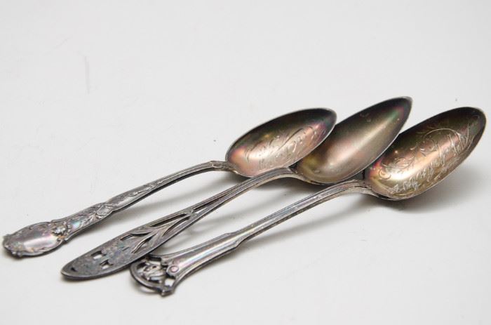 Vintage Sterling Silver Etched Spoons http://www.ctonlineauctions.com/detail.asp?id=668242