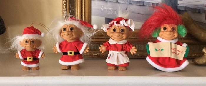Vintage Christmas Troll Dolls. 