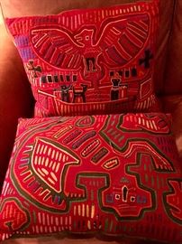 Pair of Mola textile pillows