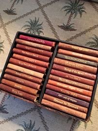 Set of antique leather bound Shakespeare mini books