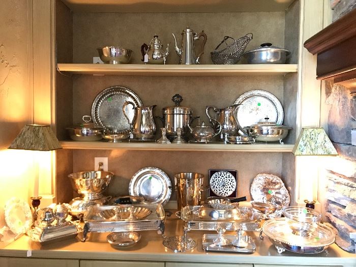 Selection of silverplate & a few pieces of sterling 