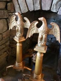 Pair of vintage eagle andirons