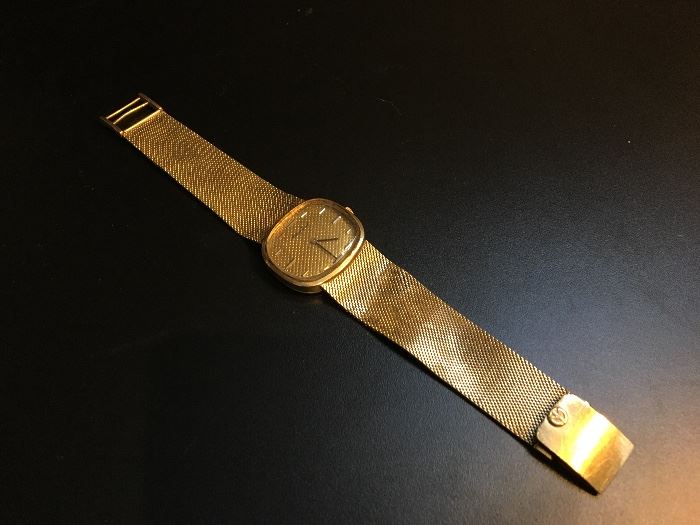  Vintage Mathey-Tissot 17 Jewels Swiss Watch 14K Solid-Gold-Mesh-Bracelet, runs 