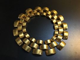 Vintage Ben Amun Gold Round Pyramid Necklace.  Pewter with 24k gold plating. 