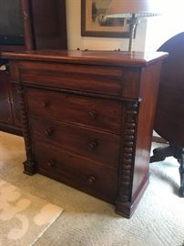 Antique Pre-civil war chest of drawers of the Empire style, circa 1840