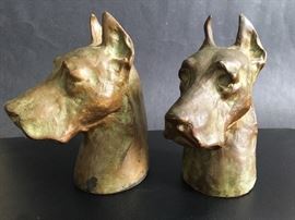 Vintage bookends of the 1930's of Great Danes by artist McClelland Barclay 