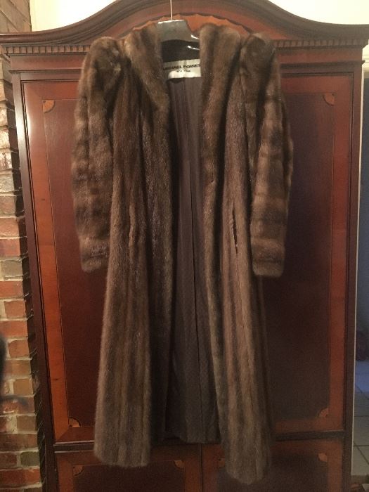 Michael Forrest Mink Fur Coat.   It's been cold this month in Texas so this mink coat will keep you warm.