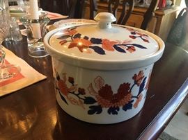 Vintage Fitz & Floyd Casserole dish of the Mandarin Garden pattern 