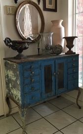 Antique metal medical doctor's cabinet 