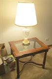 Wood and glass end tables and coffee table set