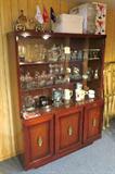 Vintage mahogany china cabinet and barware