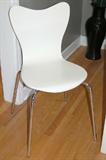 White Scoop-back chairs (4) (West Elm)