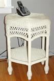 White wicker accent tables (2)