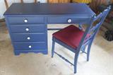 Blue desk with chair