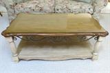 Two tone wood with iron coffee table set