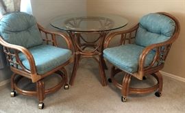 3-pc Dinette Rattan w 2 Sets Cushions