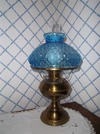 Antique Blue Hobnail lamp