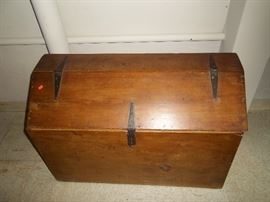 Antique grain chest. Has two compartments inside. Original natural finish. Great for storage. Lots of character.