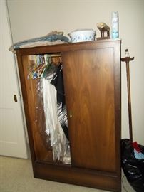 CEDAR closet. This moveable closet is lined with cedar wood to prevent moth damage to wool coats, wool sweaters, pants, scarves, hats, etc.