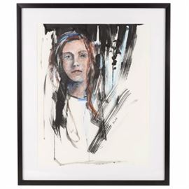 Ann Rudd Acrylic Painting on Paper "Hope": An original acrylic painting on paper titled Hope by noted Charlotte artist Ann Rudd. The portrait captures the expressive face of young female. To learn more about Rudd, her approach to art, and her award winning paintings, please refer to the link below.