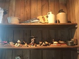 Antique Crocks , Carved Decoys