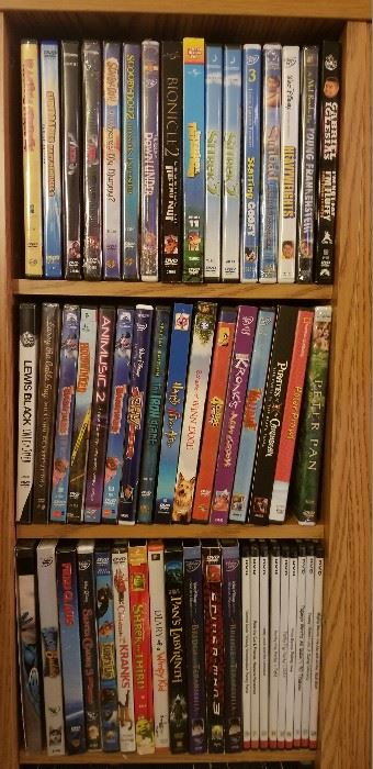Huge amount of kids related DVD videos.  Mostly brand new