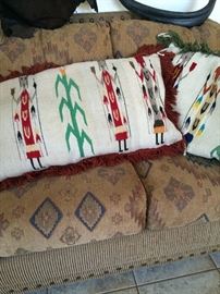 Mexican Vintage wool blanket pillows- 2 sides