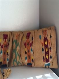 Long vintage sofa pillows made from blankets