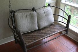 Appalachian Furniture swing with original oak seat.   