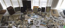 Box lot of vintage, antique photos and new picture  frames
