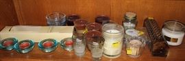 Box lot of candles, incense burner, etc.
