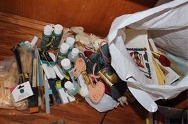 Box lot of craft supplies, paints, brushes,  letters, etc.
