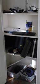 Box lot of computer equipment, Dell monitor,  keyboard, mouse, cords, etc.
