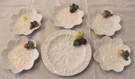 Set of 6 desert plates, Bordallo Pinheiroloa, made  in Portugal
