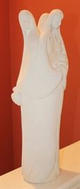 Chalkware statue with angels, large, 21" H, 7" Dia
