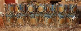 Set of 12 gold leaf painted drinking glasses
