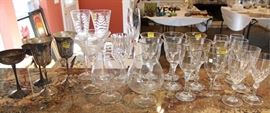 Box lot of glassware, some crystal, silver plate
