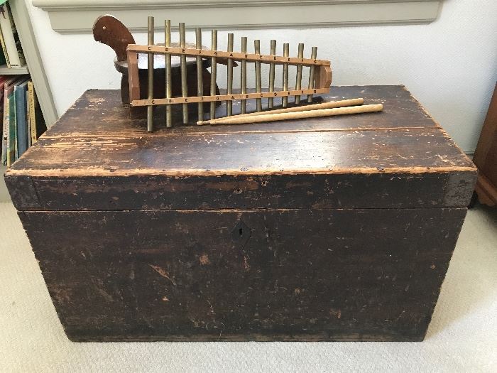 Antique Trunk and Xylophone 