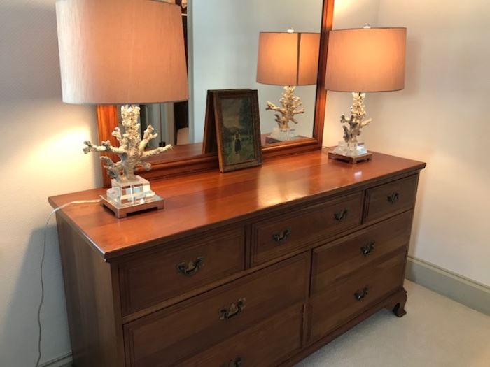 Coral Lamps and Dresser