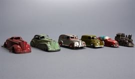 Offered is a lot of 5 vintage metal toy cards. All show heavy wear and several pieces are missing. Please see photos for more details.