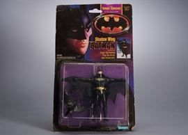 Image of the collectible
View more details
View more details
View more details
AUCTIONED BY
View more details
CompleteSet
Sold on Consignment
Money-Back Guarantee
CompleteSet Money-Back Guarantee
If the seller does not ship the item, or if the item arrives and is not as described, you have 3 days to notify us of the issue. Your money is safely held in Escrow and you will receive a full refund if you qualify.
AUCTION
Starting at $0.99
Shadow Wing Batman
You have not bid on this listing
Place Bid
1
visibility
Watch this item
Ending Dec 19, 8:19 pm
SHIPPING ESTIMATE
key eligible
Shipping is Free for you!
DESCRIPTION
Offered is a 1990 Shadow Wing Batman action figure from the Kenner The Dark Knight Collection. The figure is new on factory sealed card. The card has creases and is fading. The bubble is dented and dirty. Please see photos for more details.