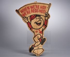 Offered is a Cincinnati Reds 1975 World Series Pennant with Mr. Red. The pennant is yellowed and shows some stains but there are no tears or holes. Please see the photos for more details.