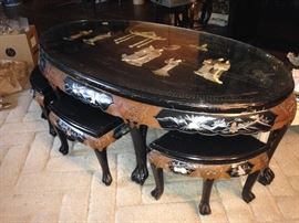 Chinese Table w/ 6 Stools