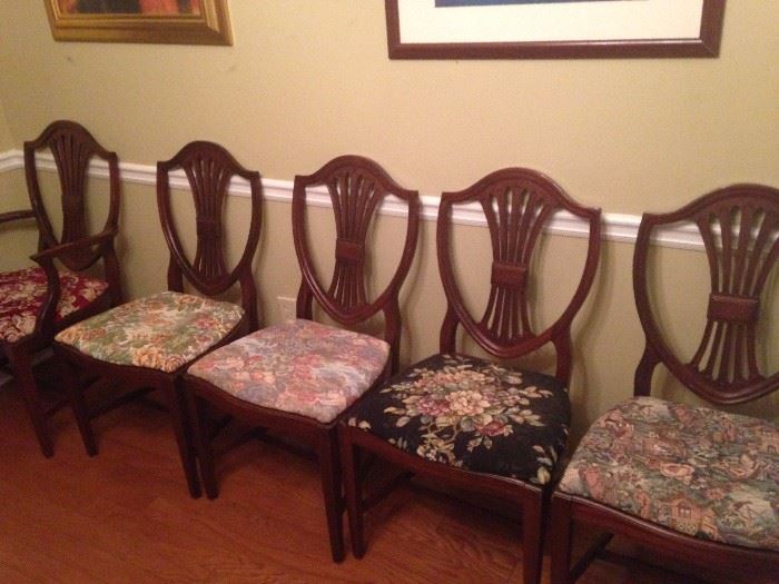 6 antique dining room chairs. Prefer to sell as set. Good condition, sturdy. 