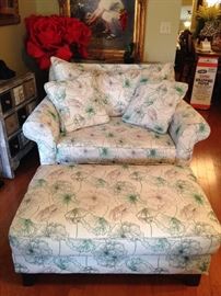 Club chair with ottoman, excellent condition, less than 2 years old. 