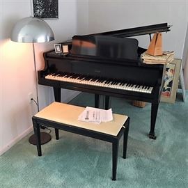 Chrome mushroom lamp & Starck grand piano