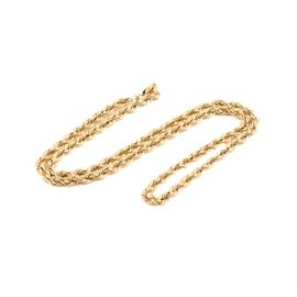 14K Yellow Gold Rope Chain Necklace: A high polish 14K yellow gold rope chain necklace.